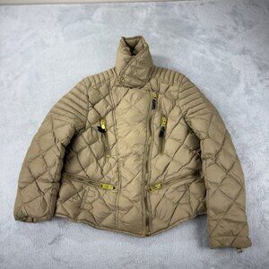 Burberry Women's Size Large Tan Puffer Duck Down Jacket 90% Mallard Duck Down
